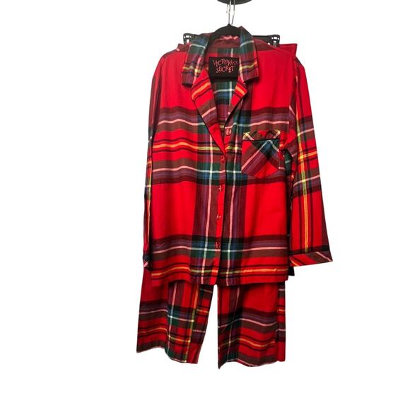 Victoria's Secret Winter Christmas Holiday Pajama Set Plaid Red Green Large - Picture 9 of 10